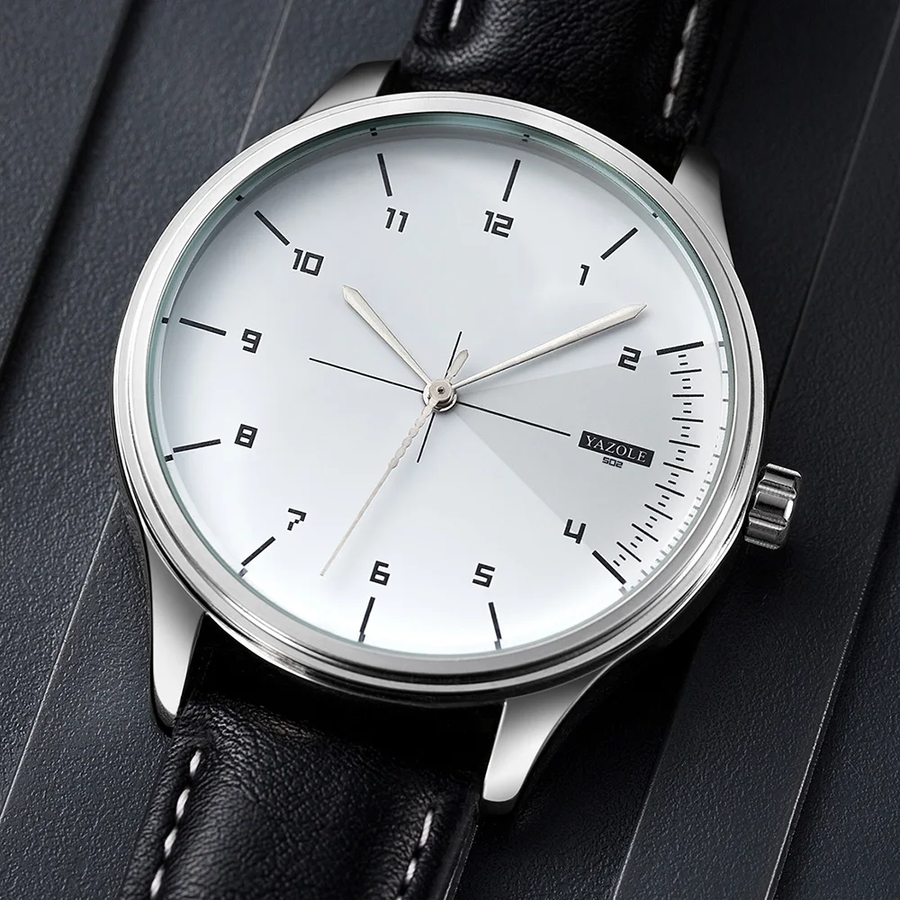 Zegarki kwarcowe YAZOLE dla mę – Leather Watch Band Men recenzja i cena
